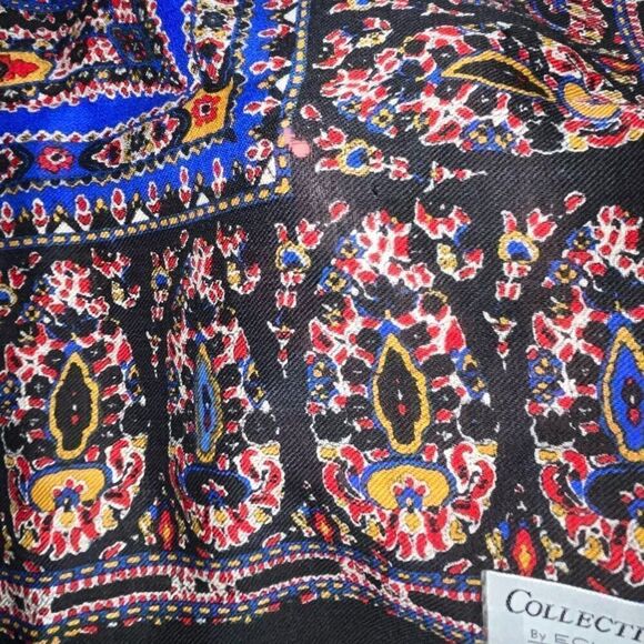 Collectif by Echo Ornate‎ Wool Scarf Multicolor Frayed Edge Printed Pattern - Picture 6 of 8